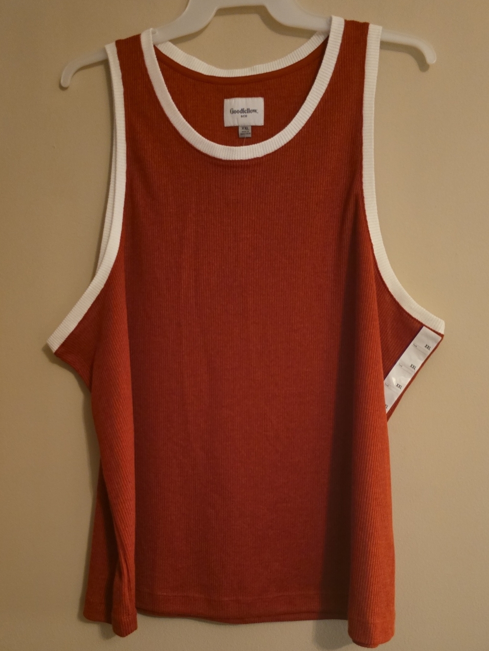 New Goodfellow & Co Mens XXL Rust Knit Tank Top Vest White Trim